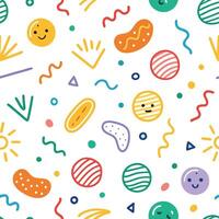 a colorful pattern with various objects faces vector