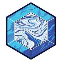 a blue and white marble pattern in a hexagon vector