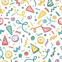 seamless pattern colorful confetti and streamers vector