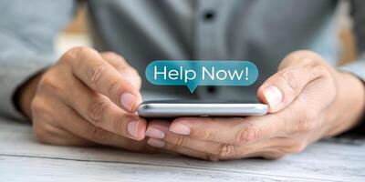 Help now text on mobile phone photo