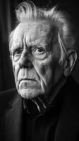 An old man with a black suit and tie photo