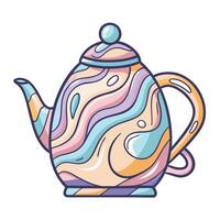 colorful teapot with swirls on white background vector