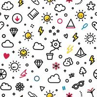 seamless pattern with sun, clouds, other symbols vector