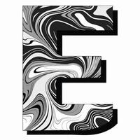 the letter e is made up of black and white swirled patterns vector