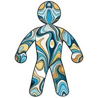 a man with a blue and yellow abstract design vector