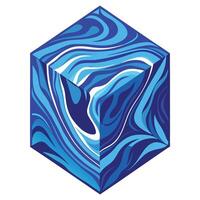 a blue cube with a swirl pattern on it vector