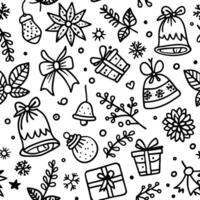 christmas seamless pattern with doodles vector