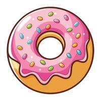 a donut with pink icing and sprinkles on a white background vector