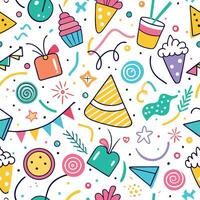seamless pattern with colorful party white background items vector