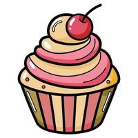 a cupcake with a cherry on top vector