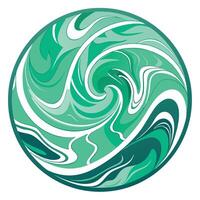 a green and white swirl design in a circular shape vector