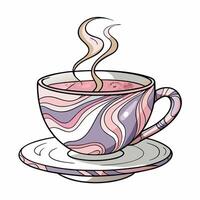 a cup of tea with a swirl pattern on the side vector