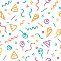 a colorful party background on a white background with confetti and balloons vector