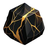 a black and gold rock with cracks on it vector