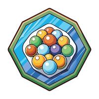 a colorful ball in a blue hexagon vector