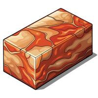 a brick with a red and orange marble pattern vector