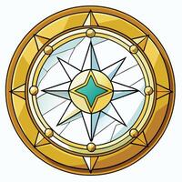 a compass rose in a gold frame vector