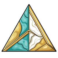 a triangle with a gold and blue background vector