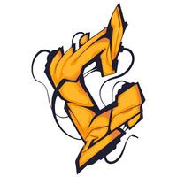 C Graffiti Font Urban Typography. Hiphop Font Illustration vector