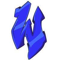 W Graffiti Font Urban Typography. Hiphop Font Illustration vector