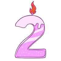 A pink candle with a flame on top of it is on a white background vector