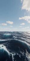 Ultra realistic open ocean scene with cloudy sky in high fidelity photo
