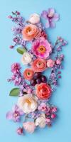 Decorative floral number 18 with vibrant flowers on blue background for event design photo