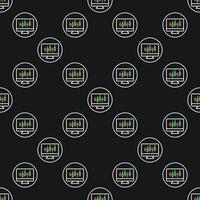 Candlestick Chart on PC Screen Trading circle shaped seamless pattern in thin line style vector