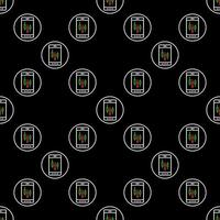 Trading on Smartphone round seamless pattern in outline style vector
