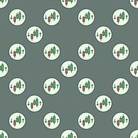 Crypto Trading Candlestick Chart with Arrows colored round seamless pattern vector