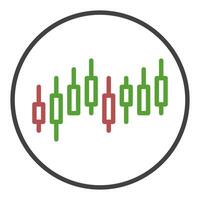 Candlestick Chart Online Trading circle shaped icon or sign in thin line style vector