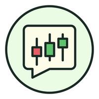 Speech Bubble and Candlestick Chart round colored icon or sign vector