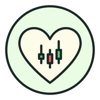 Heart with Candlestick Chart Trading Lover colored round icon or design element vector