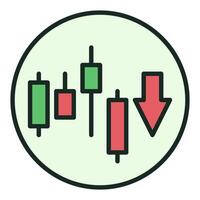 Short Position Crypto Trading colored round icon or design element vector