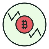 Bitcoin Short Trading round colored icon or design element vector