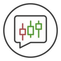 Candlestick Chart in Speech Bubble round icon or symbol in outline style vector