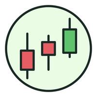Crypto currency Candlestick Chart Investment and Trading colored round icon or design element vector