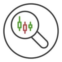 Crypto Trading Magnifying Glass with Candlestick Chart linear round icon or symbol vector