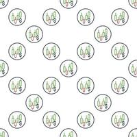 Candlestick Chart with Dollar sign Trading circle shaped seamless pattern in thin line style vector