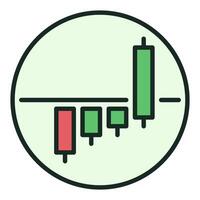 Circle with Candlestick Chart colored icon or sign vector