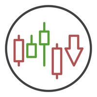 Short Position Cryptocurrency Trading thin line round icon or symbol vector