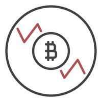 Bitcoin Short Position Trading outline round icon or symbol vector
