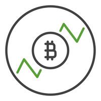 Bitcoin Long Position Trading circle shaped icon or sign in thin line style vector