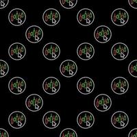 Candlestick Chart with Mouse Cursor Stock Market Trading round seamless pattern in outline style vector