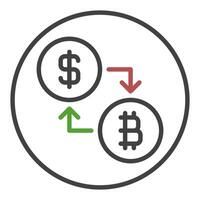 Bitcoin and Dollar Trading linear round icon or symbol vector