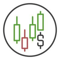 Candlestick Chart with Dollar sign Trading circle shaped icon or sign in thin line style vector