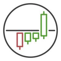 Candlestick Chart Trading round icon or symbol in outline style vector