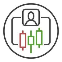 Stock Market Trading Crypto Trader round icon or symbol in outline style vector