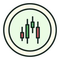 Cryptocurrency Trading Candlestick Chart round colored icon or logo element vector