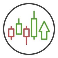 Long Position Crypto Trading outline round icon or symbol vector